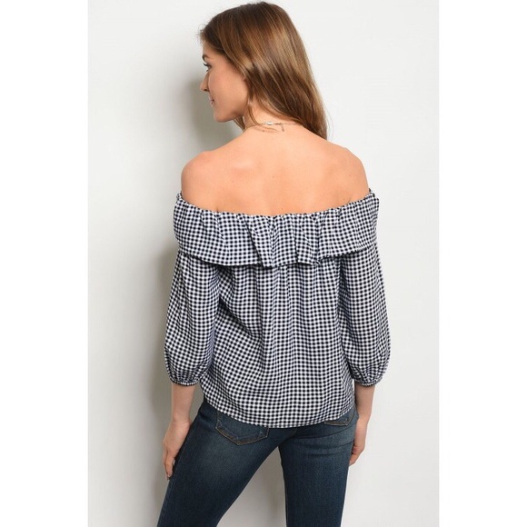 { NEW } Bows & Gingham Off The Shoulder - Picture 3 of 4